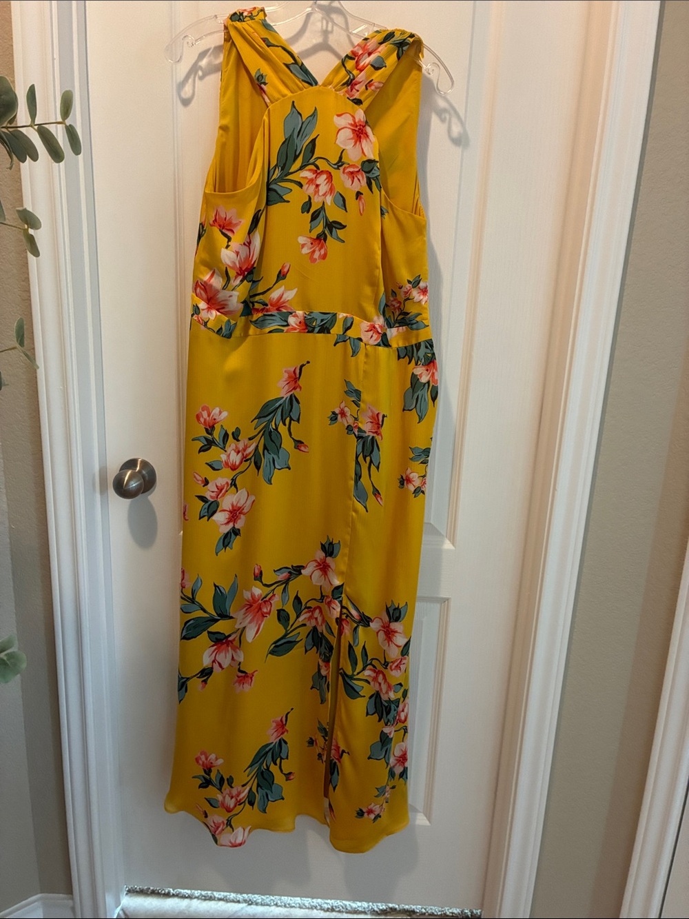 LOFT Yellow Floral Maxi Dress